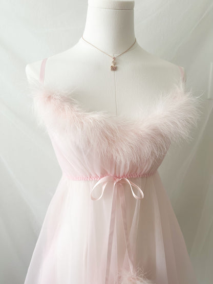 Vintage Blush Swan Feather Babydoll