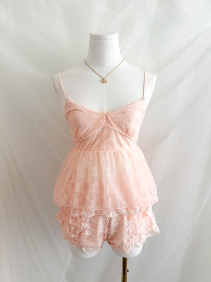 Rosette Ruffle Lace Lounge Set
