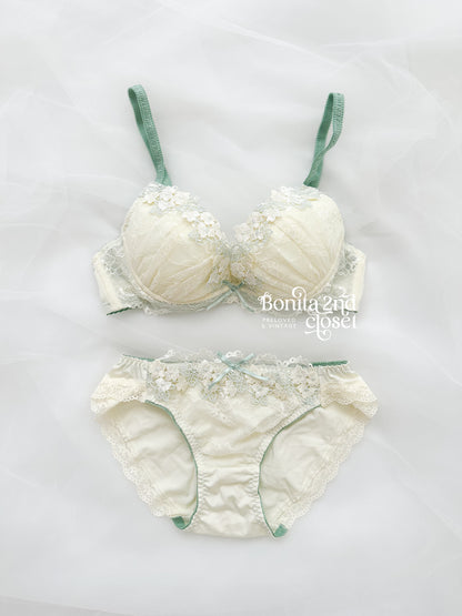 Sage Blossom Lace Bra Set