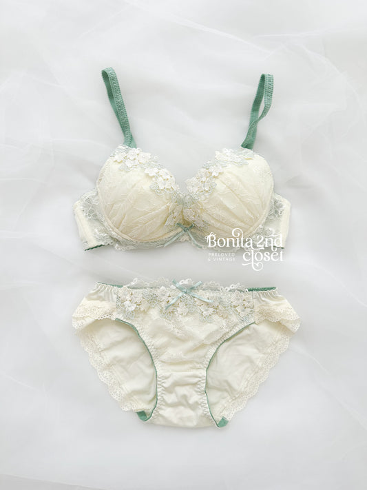 Sage Blossom Lace Bra Set