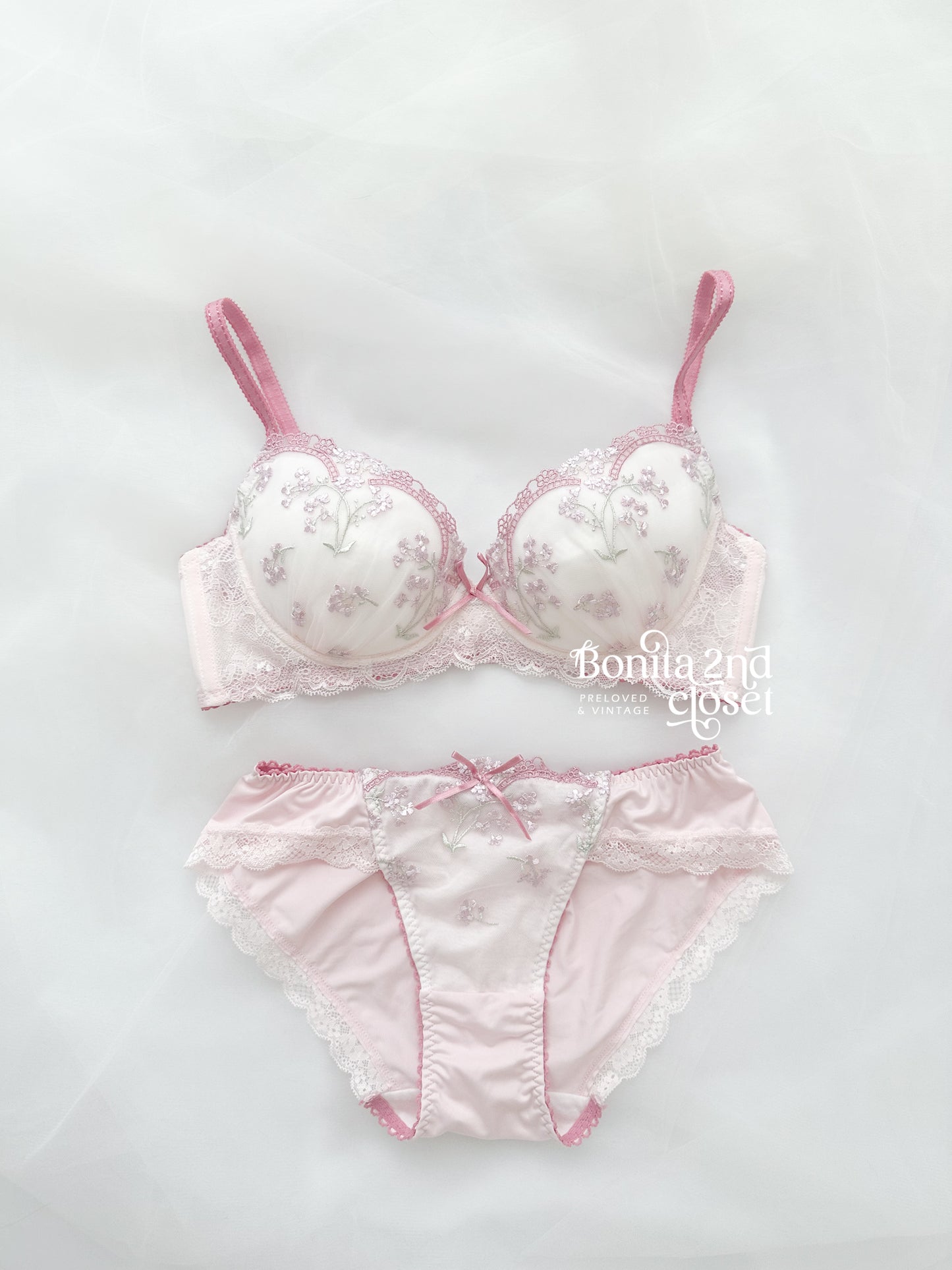 Pink Floral Bra Set