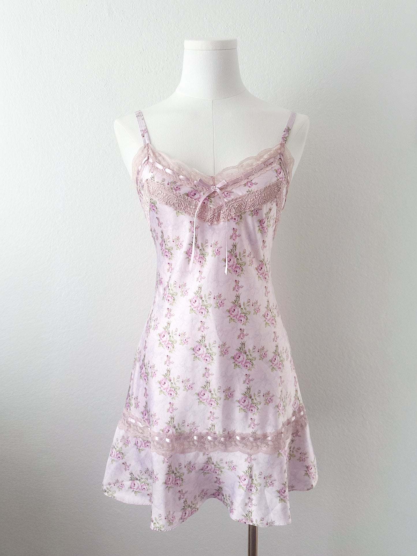 Satin Lavender Rose Slipdress