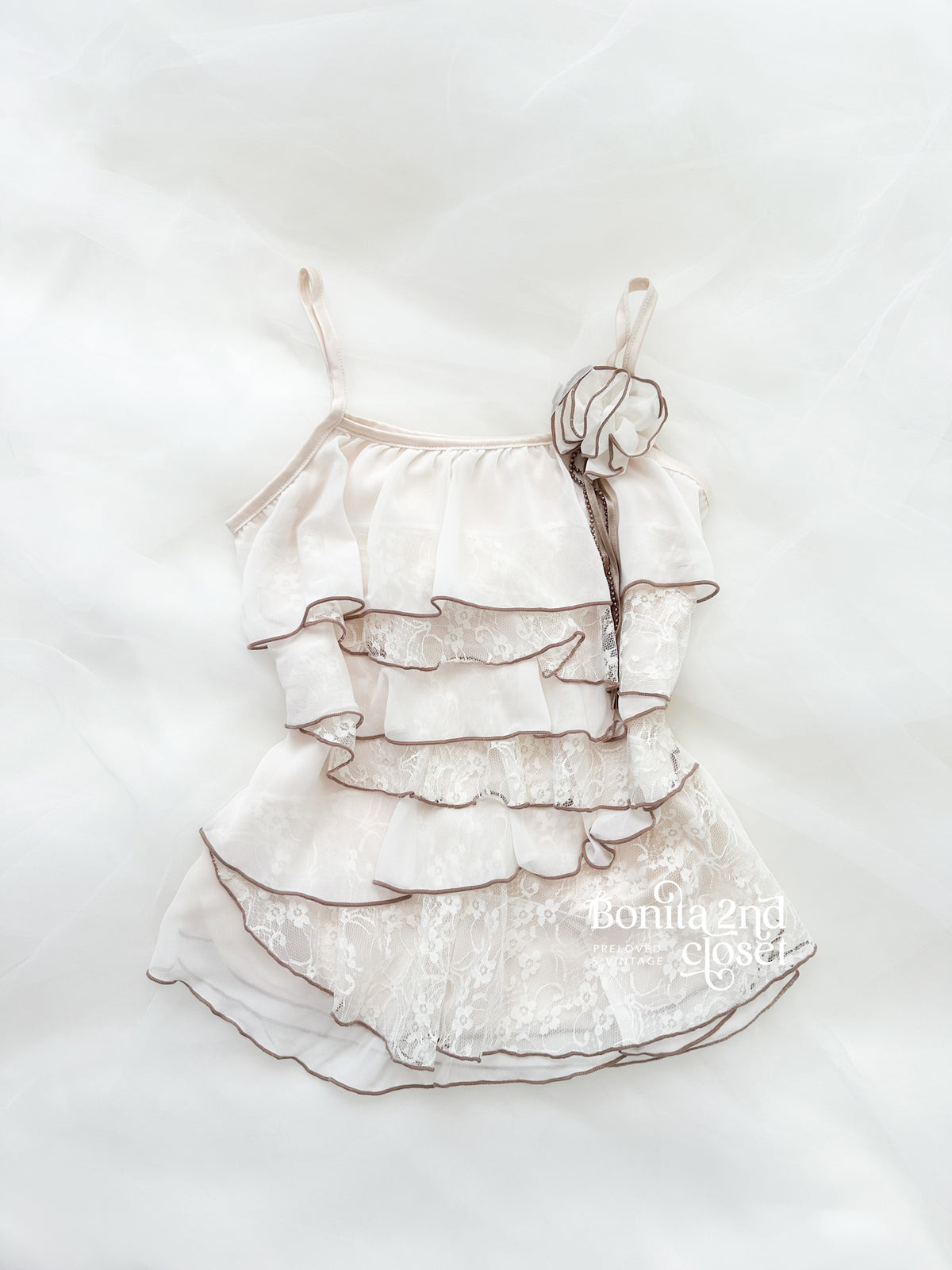 Mocha Cream Ruffle Cami