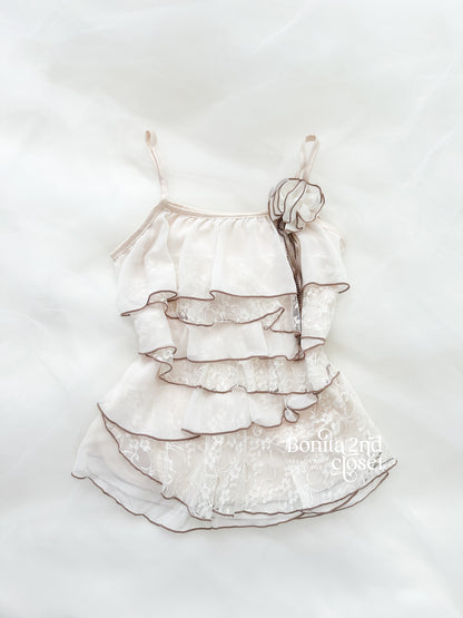 Mocha Cream Ruffle Cami