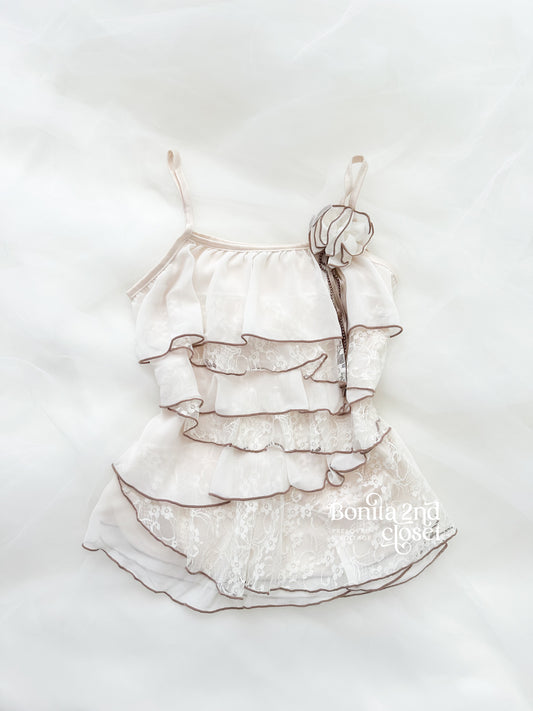 Mocha Cream Ruffle Cami
