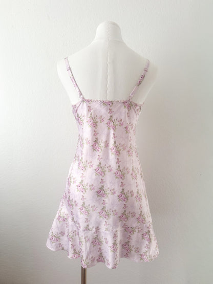 Satin Lavender Rose Slipdress