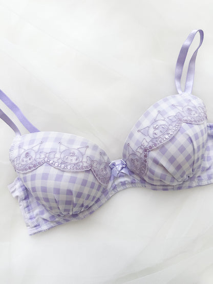 Lilac Kuromi Gingham Wireless Bra