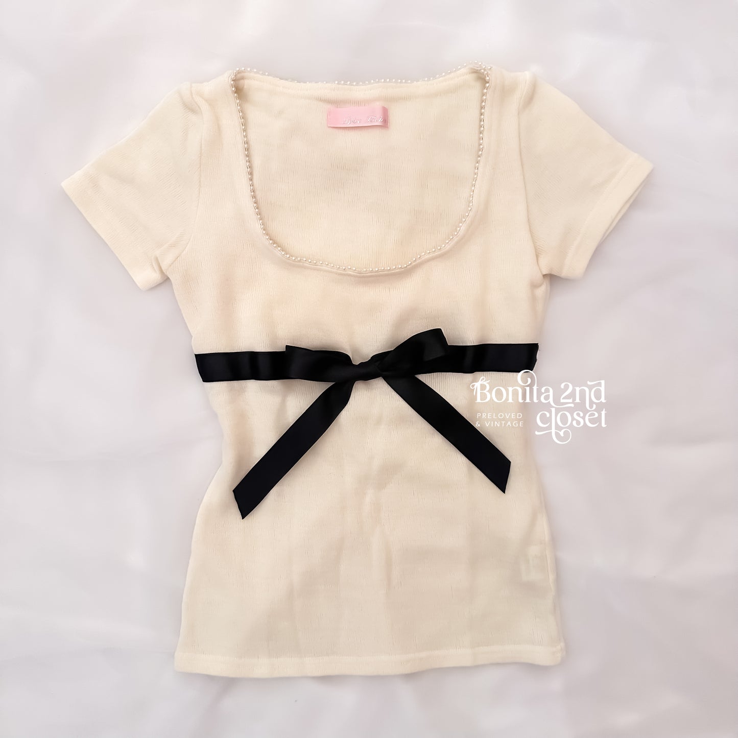 Japanese cozy Cream Pearl Top