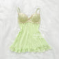 Delicate Green Floral Sheer Babydoll