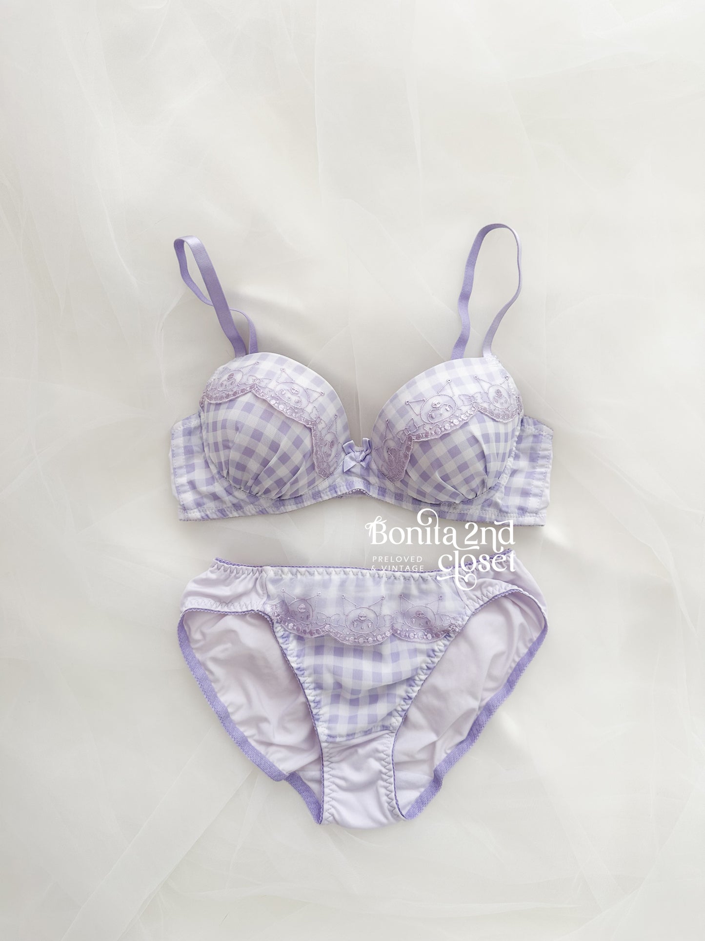 Kuromi Lilad Gingham Bra Set