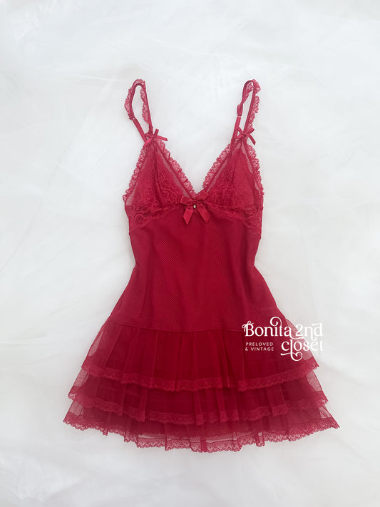 Eblin Rouge Lace Ruffle Slip