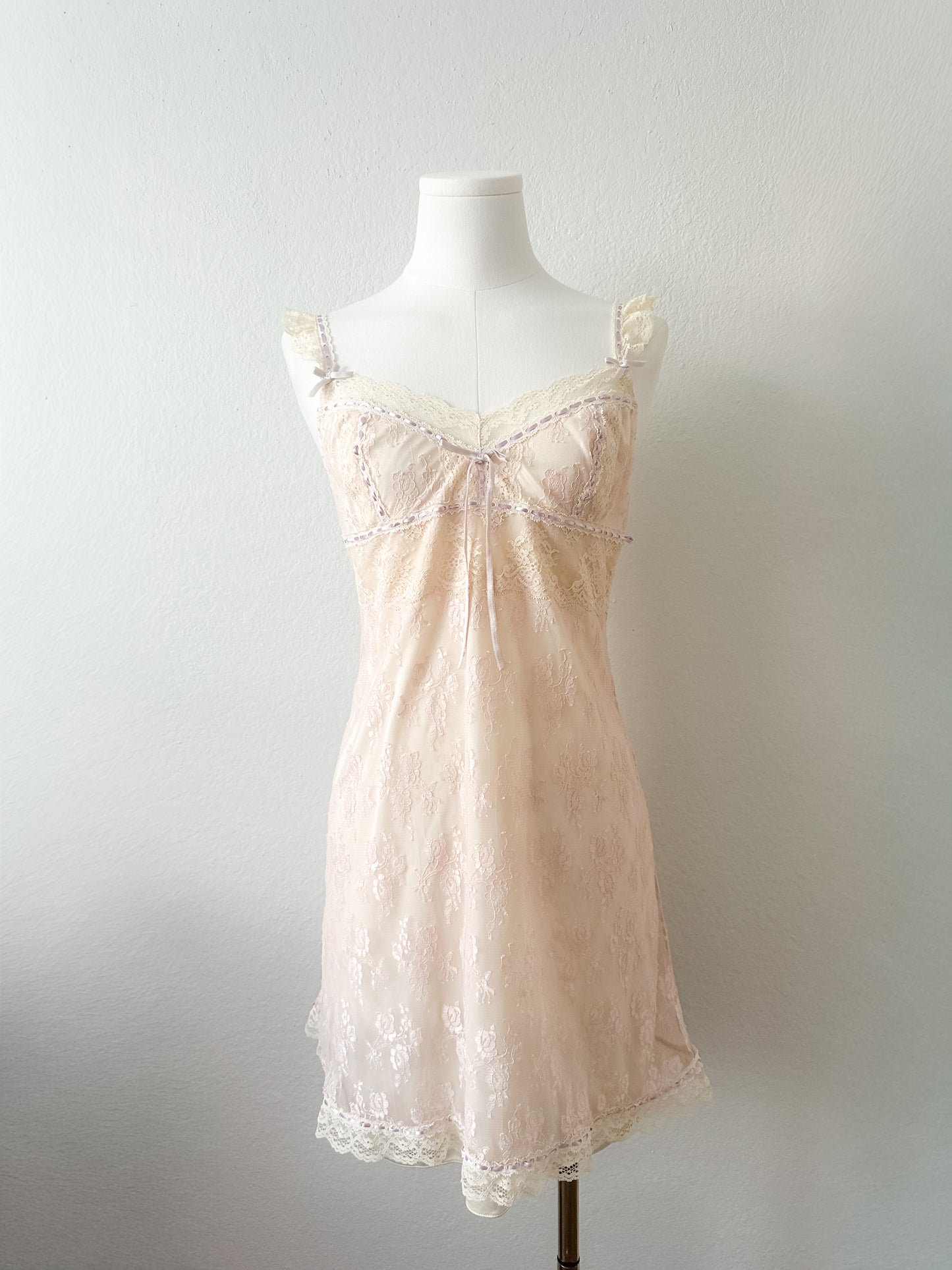 Lilac Floral Cream Lace Slipdress