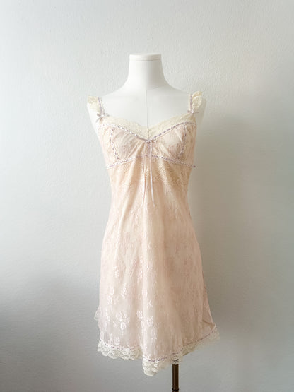 Lilac Floral Cream Lace Slipdress