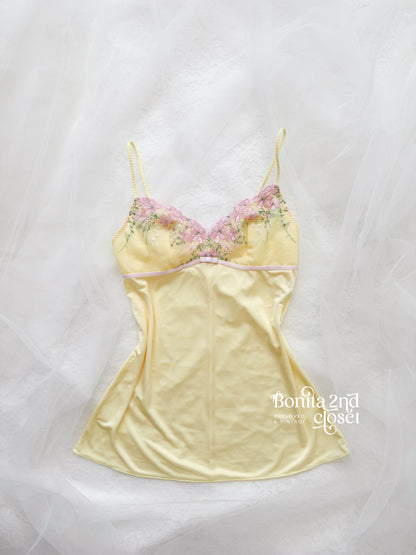 Lemon Floral Embroidery Camisole