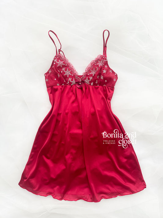 Crimson Star Lace Slipdress