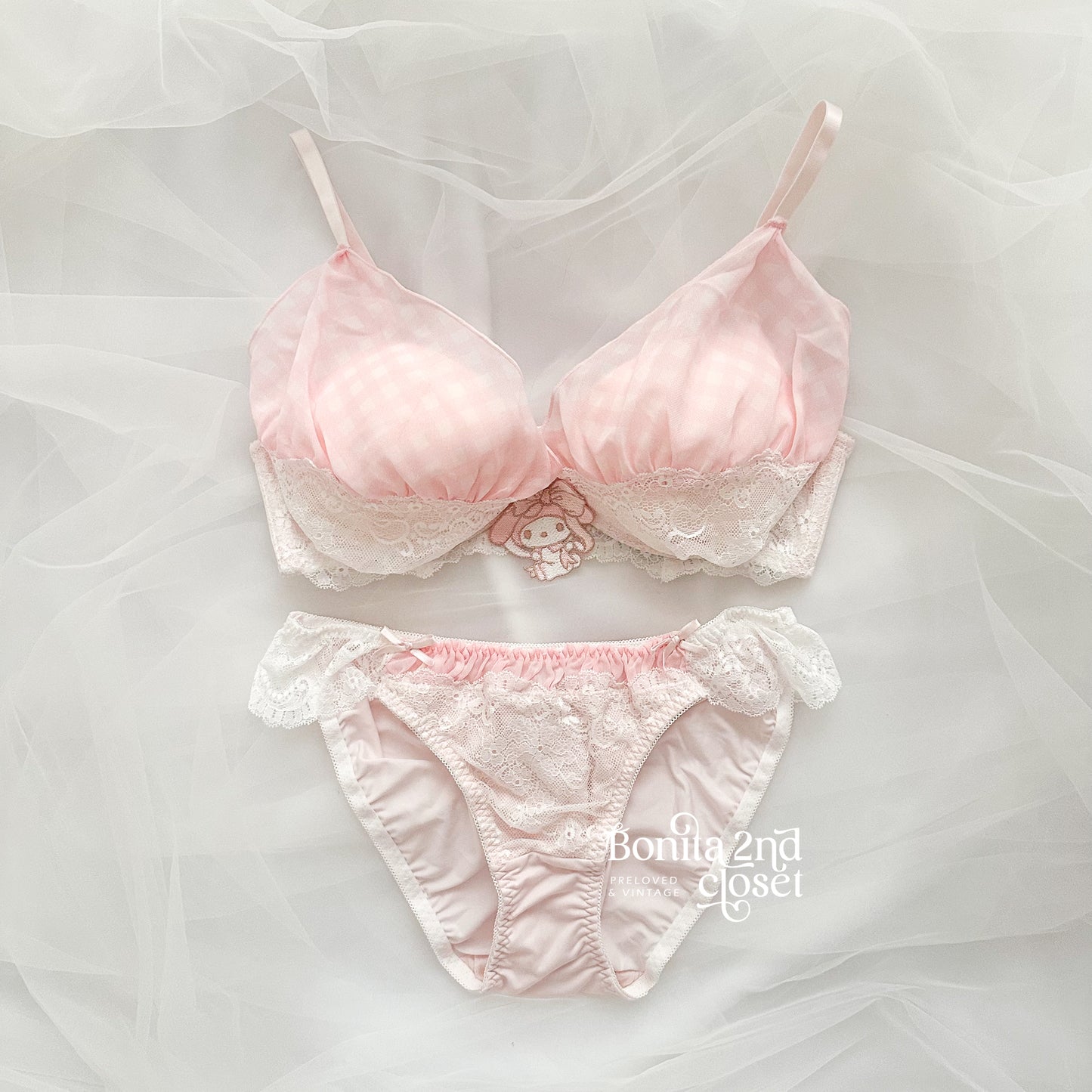 Pink Gingham My Melody Bra Set