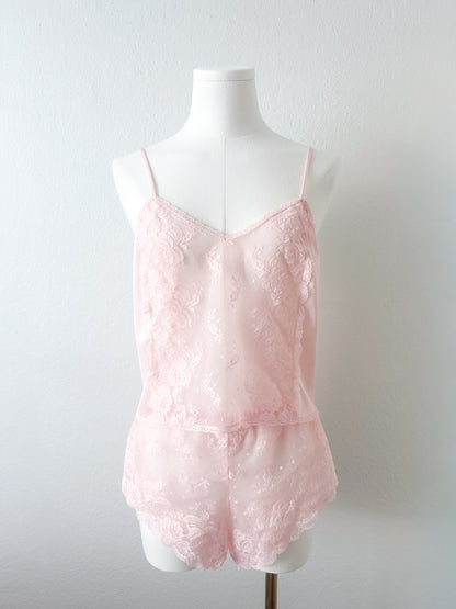 Vintage Pink Floral Lace Set