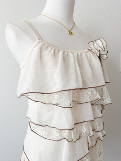 Mocha Cream Ruffle Cami