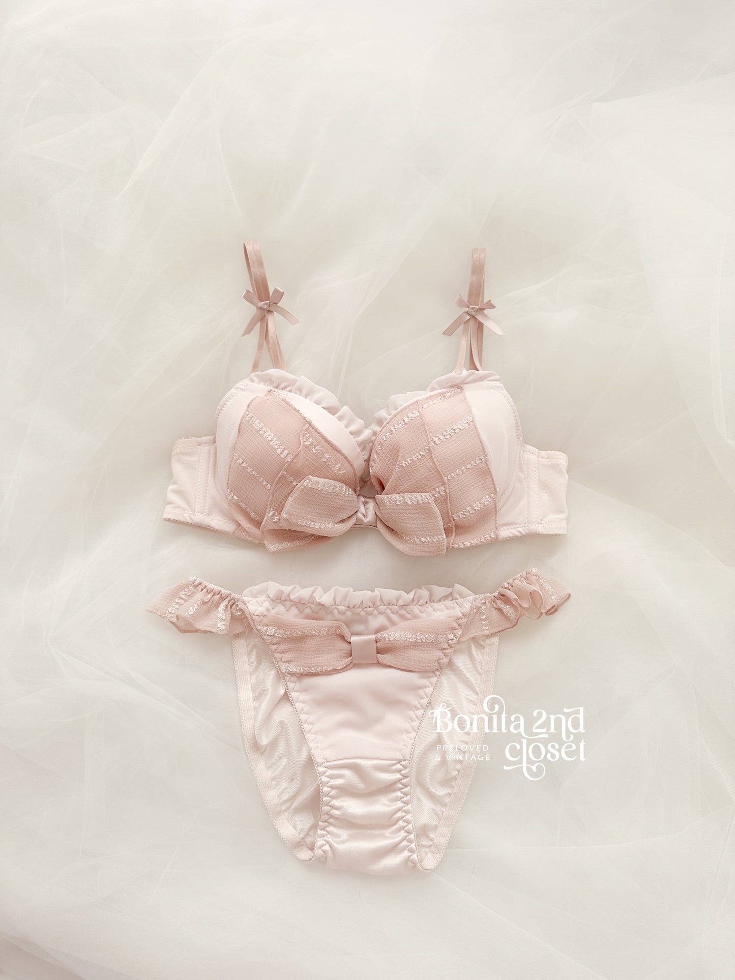 Blush Ribbon Bra Set