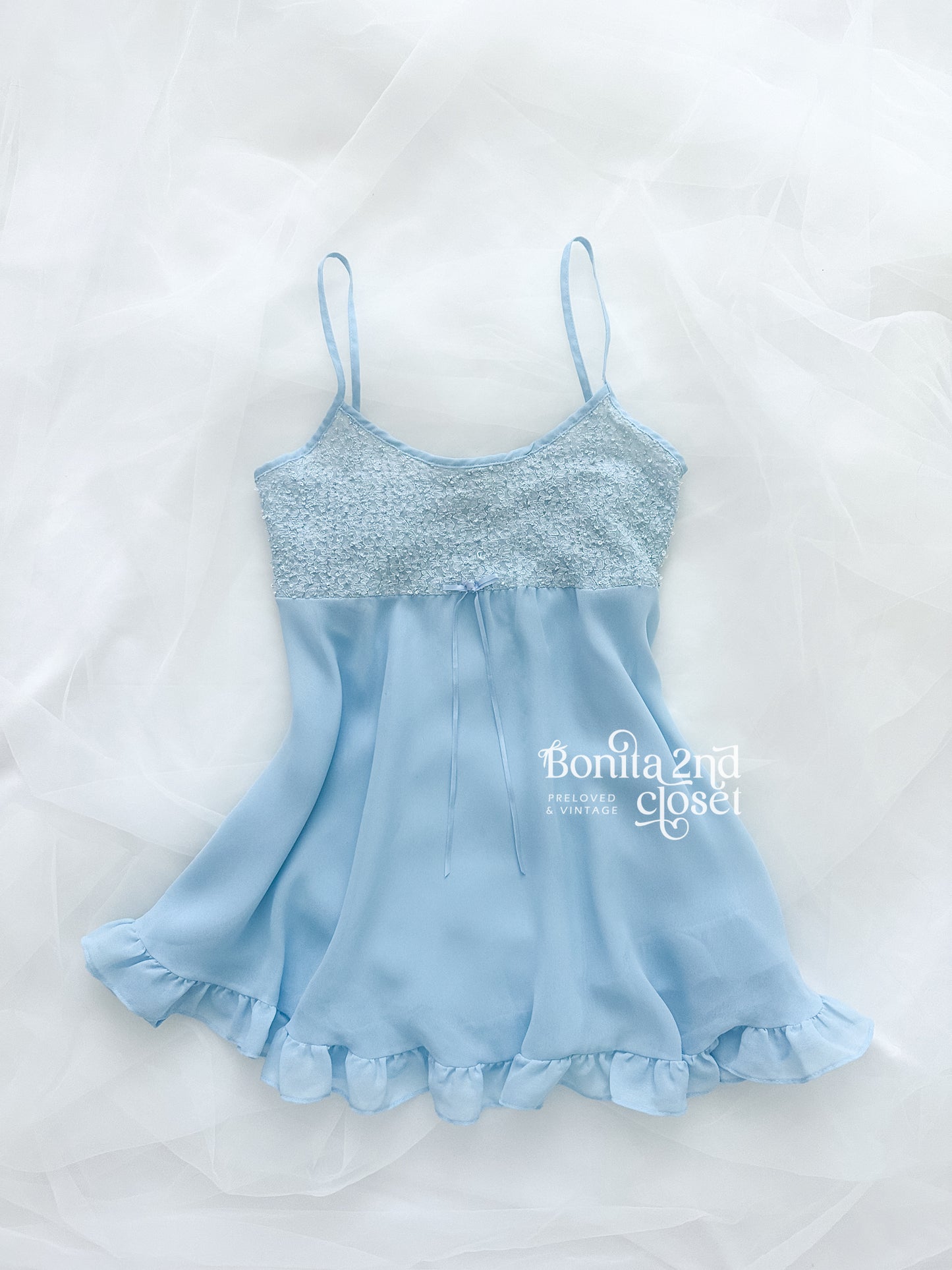Vintage Blue Babydoll Slipdress