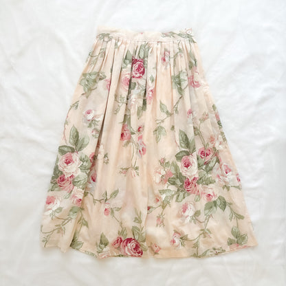 Vintage Cottage Floral Midi Skirt