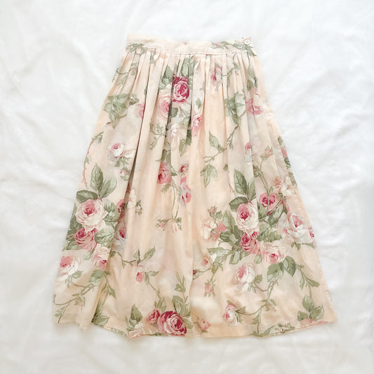 Vintage Cottage Floral Midi Skirt