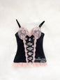 Black Ribbon Pink Lace Corset
