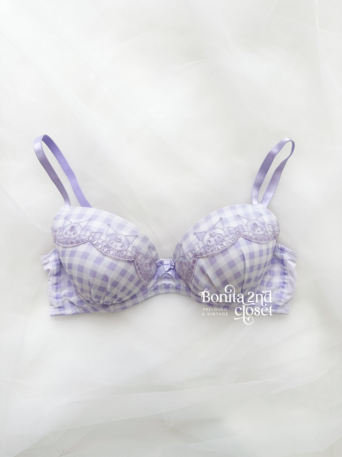 Lilac Kuromi Gingham Wireless Bra