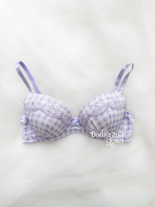 Lilac Kuromi Gingham Wireless Bra