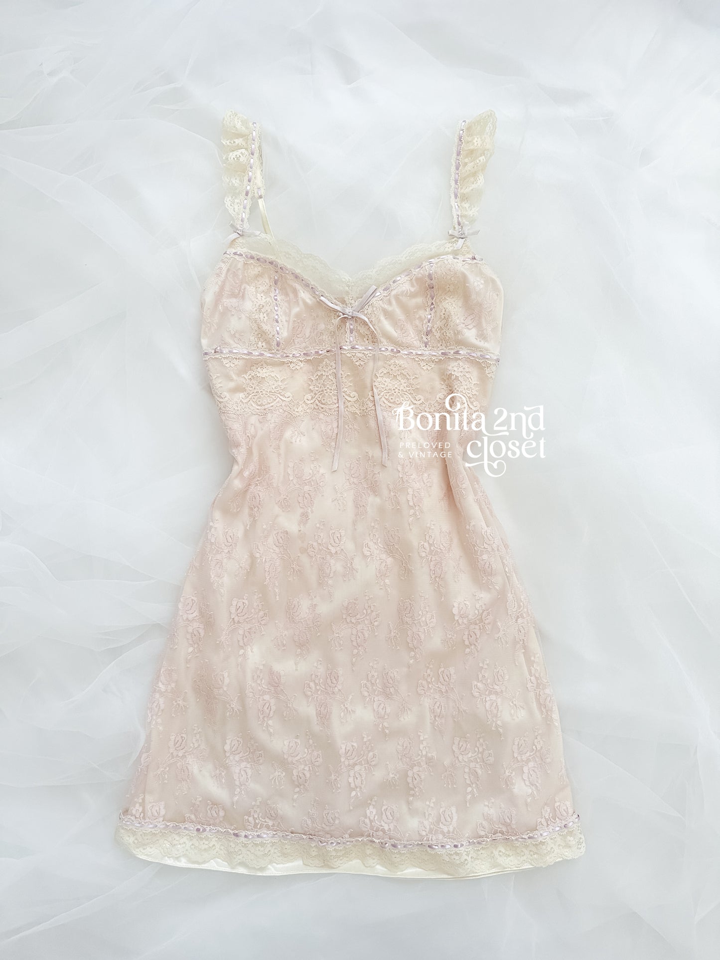 Lilac Floral Cream Lace Slipdress