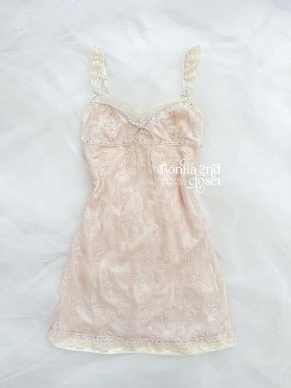 Lilac Floral Cream Lace Slipdress