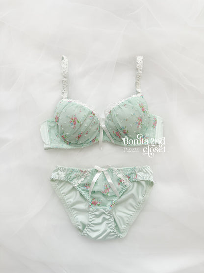 Mint Blossom Bra Set 34A