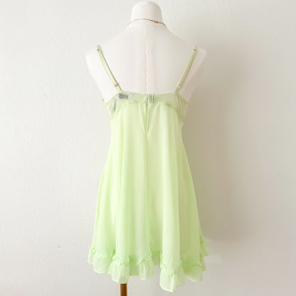 Delicate Green Floral Sheer Babydoll