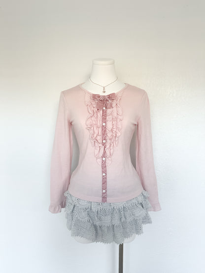 Pink Ribbon Ruffle Long Sleeve