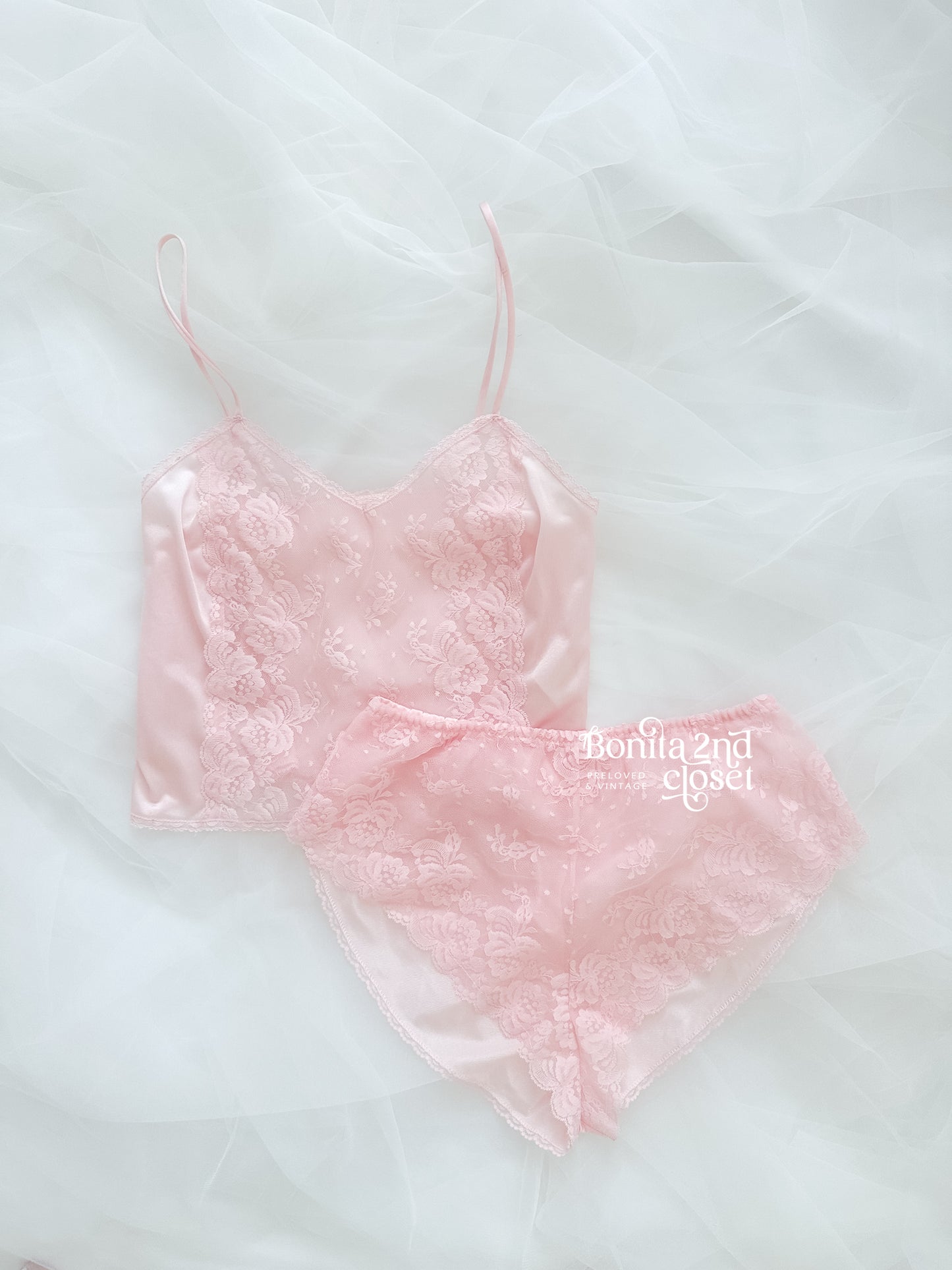 Vintage Pink Floral Lace Set