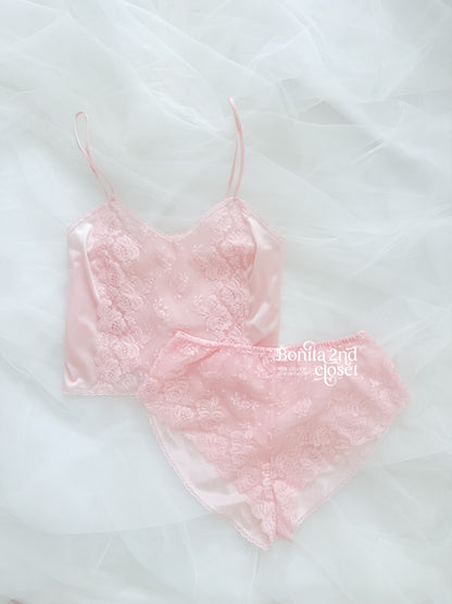 Vintage Pink Floral Lace Set