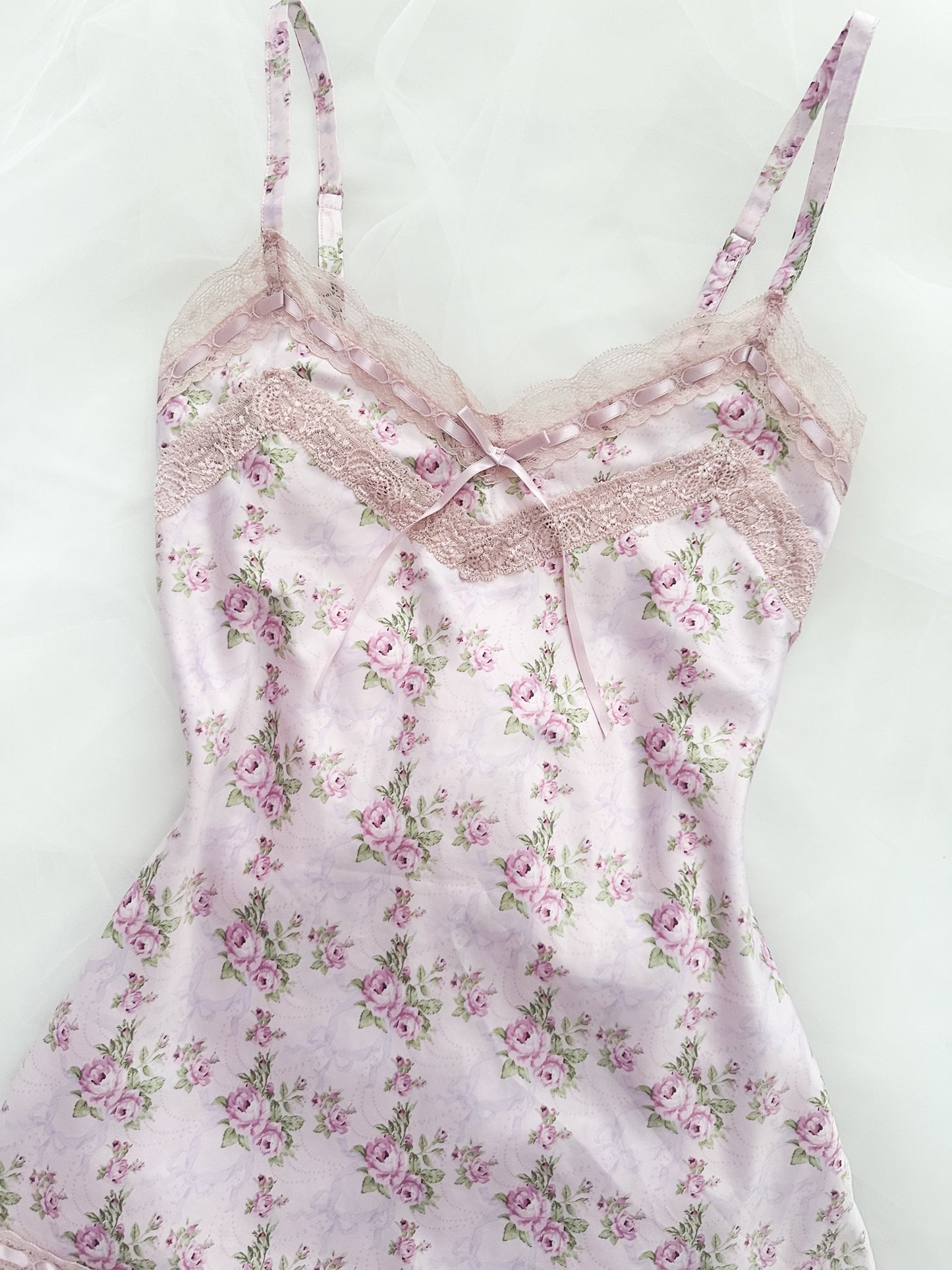 Satin Lavender Rose Slipdress