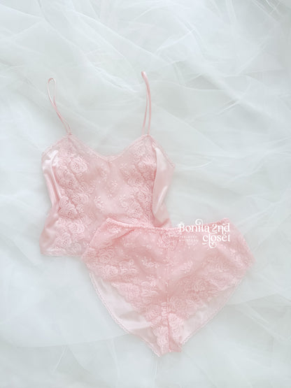 Vintage Pink Floral Lace Set