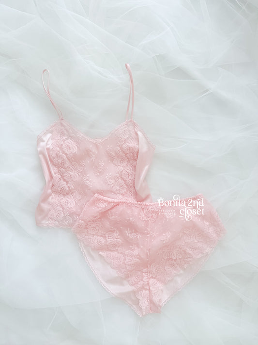 Vintage Pink Floral Lace Set