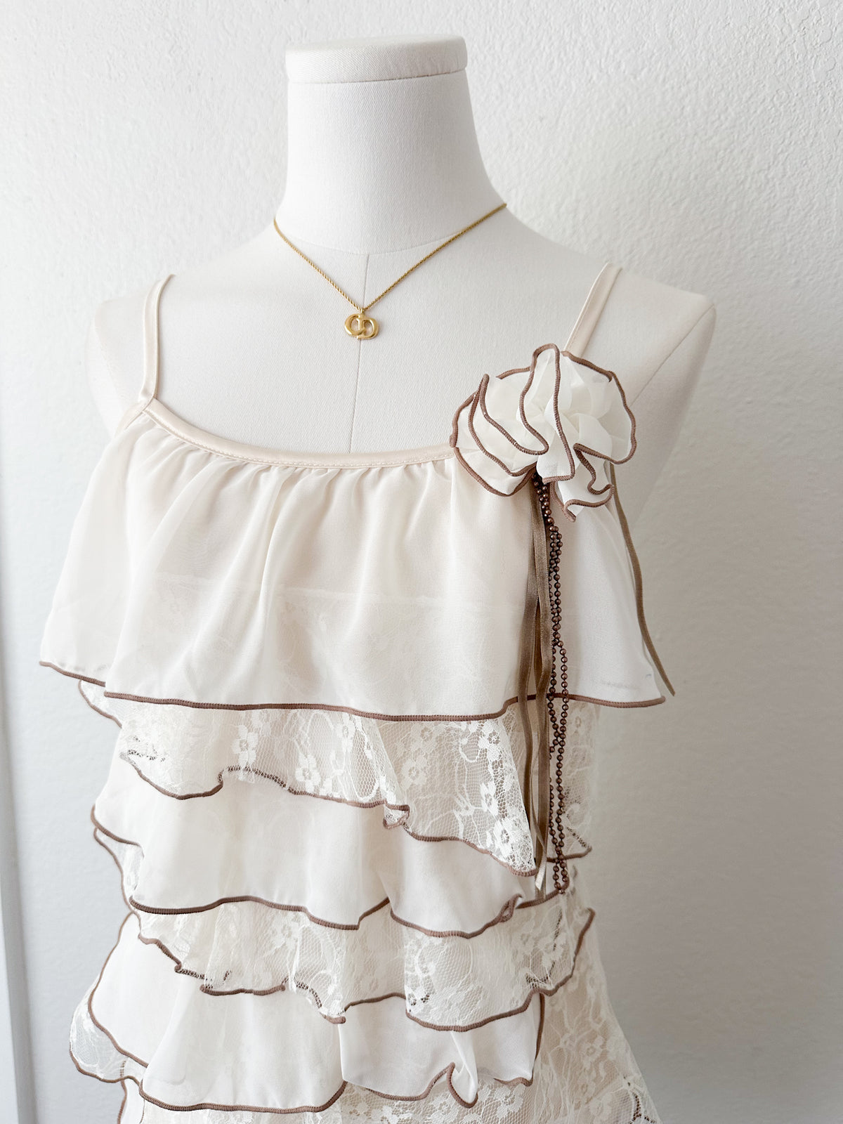 Mocha Cream Ruffle Cami