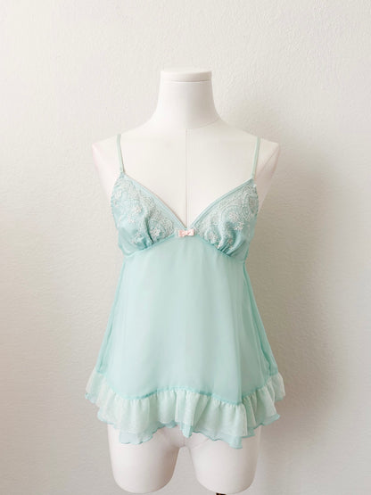Teal Floral Ruffle Camisole
