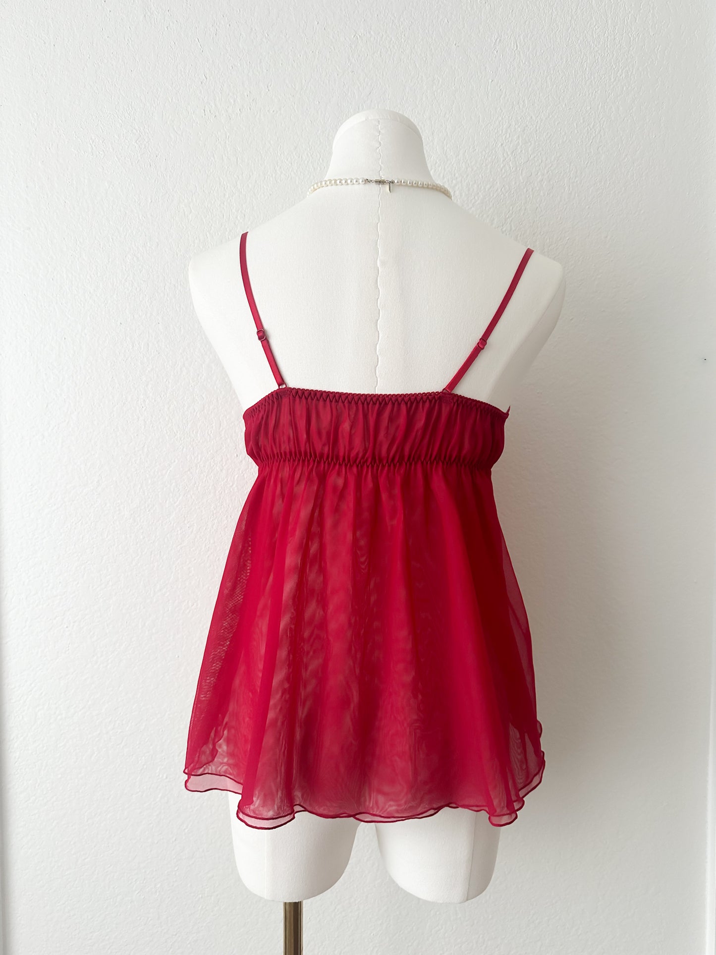 Red Beaded Lace Camisole