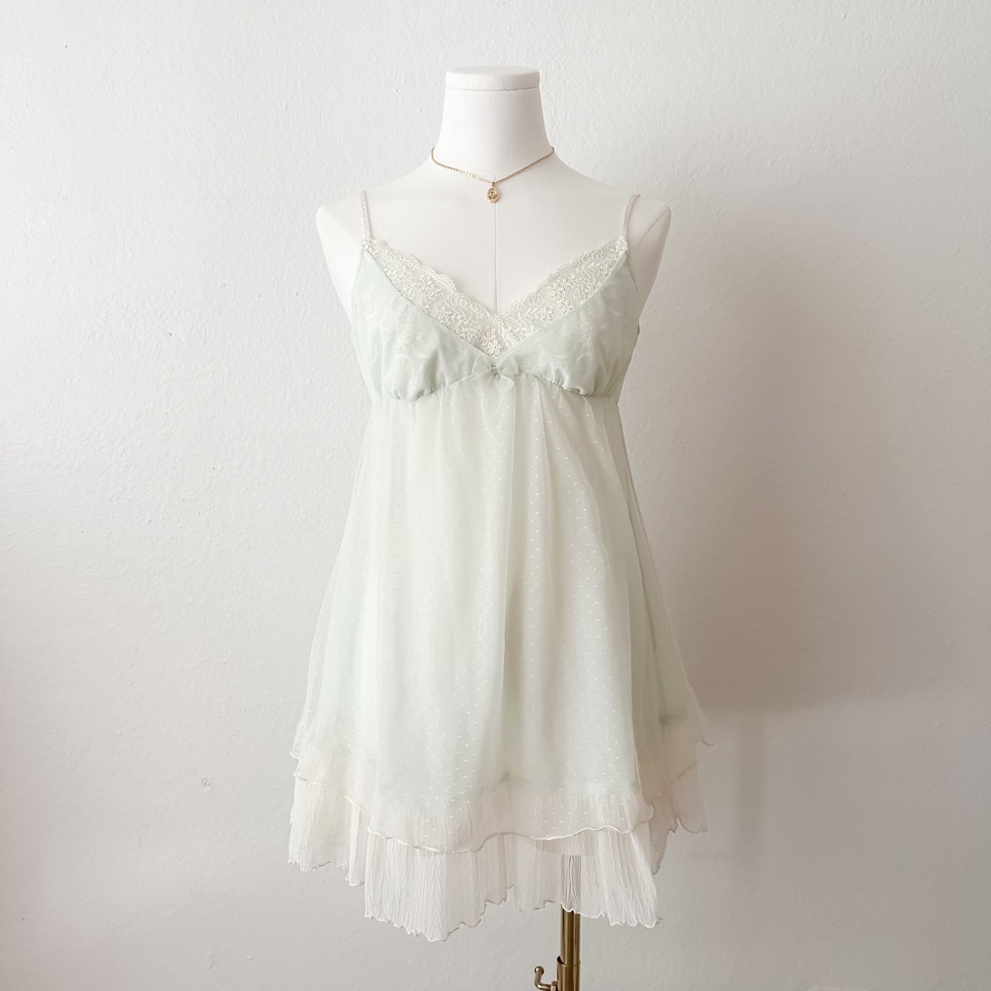 Mint Cream Suffle Babydoll slip