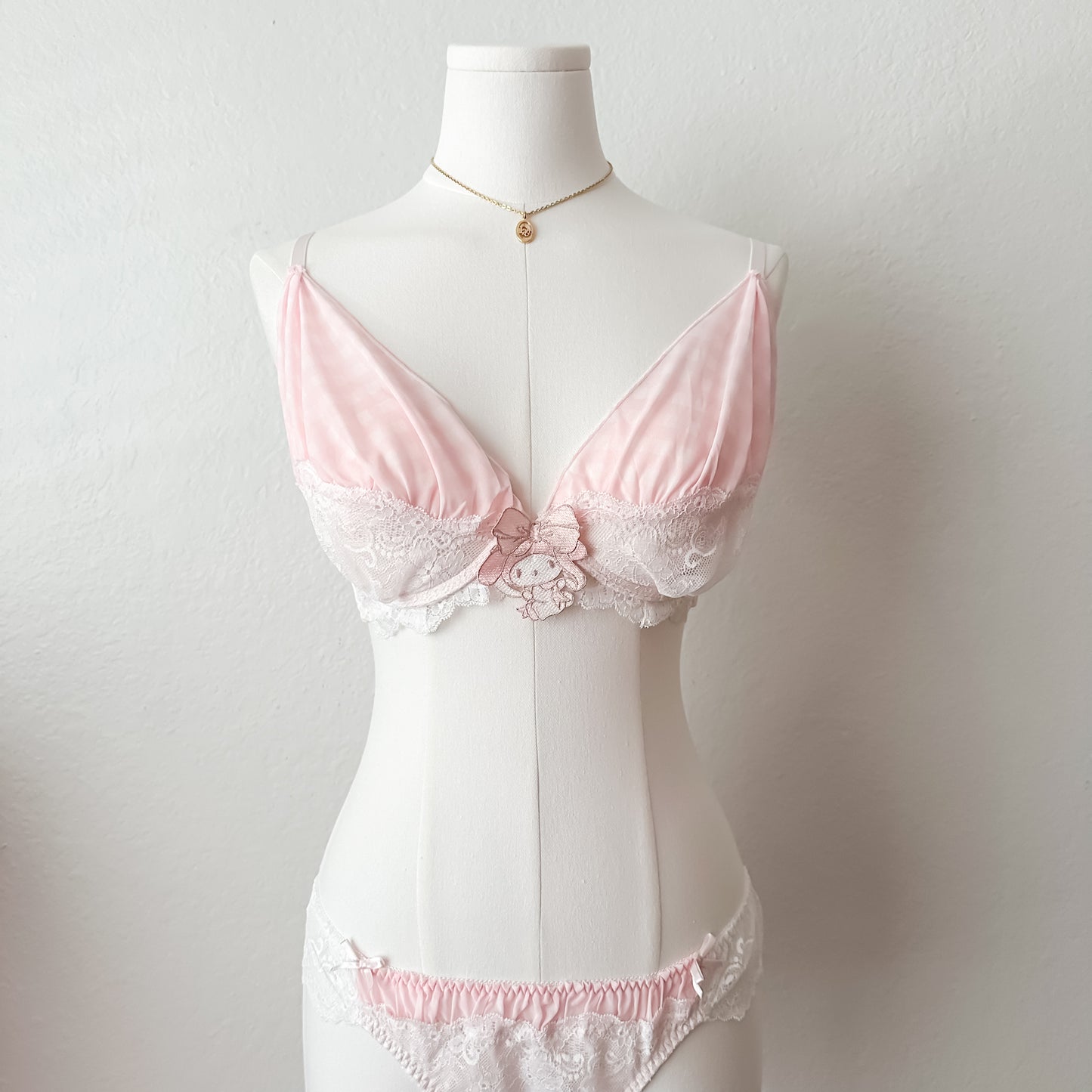 Pink Gingham My Melody Bra Set