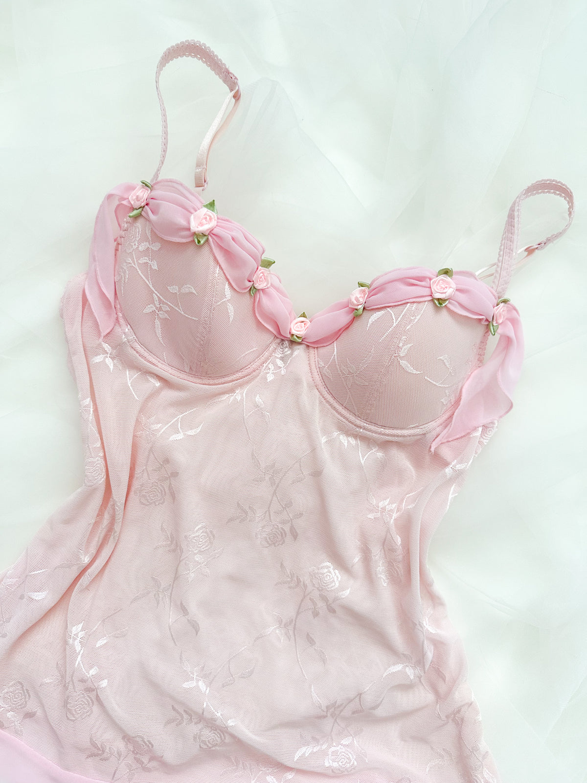 Vintage Pink Rose Fairy Mesh Top