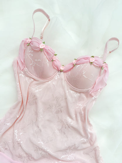 Vintage Pink Rose Fairy Mesh Top