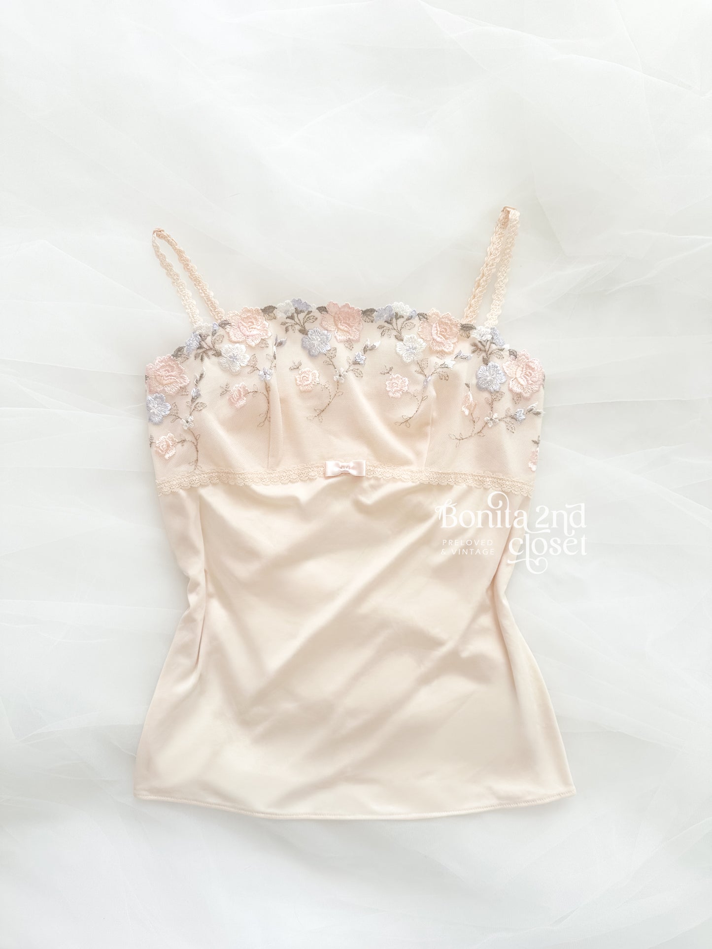 Cream Rosemilk Embroidery Camisole