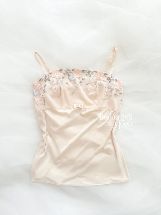 Cream Rosemilk Embroidery Camisole