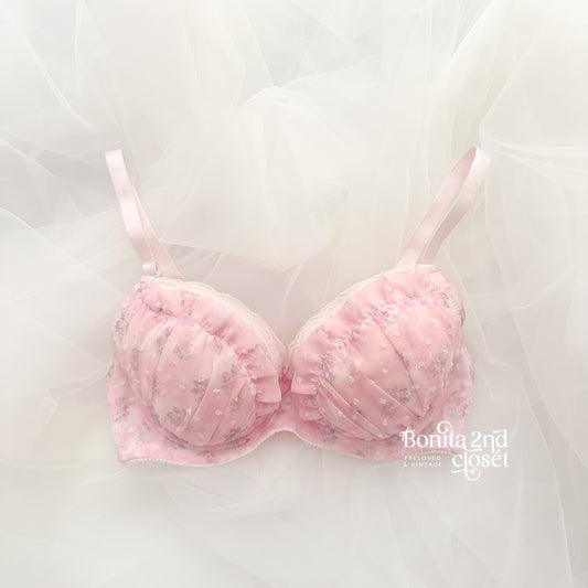 Pink Rosemilk Ruffle Bra 30E/DD