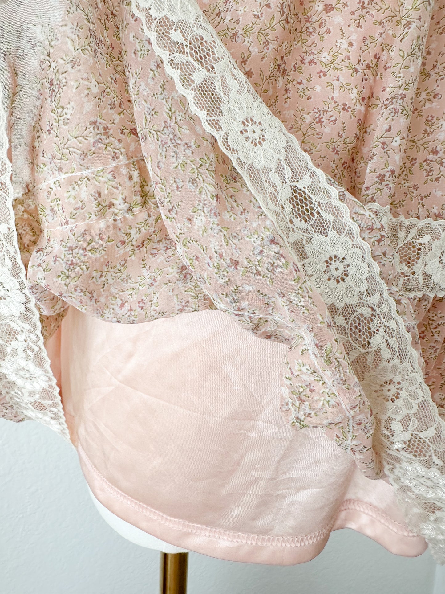 Floral Lace Trim Babydoll Dress